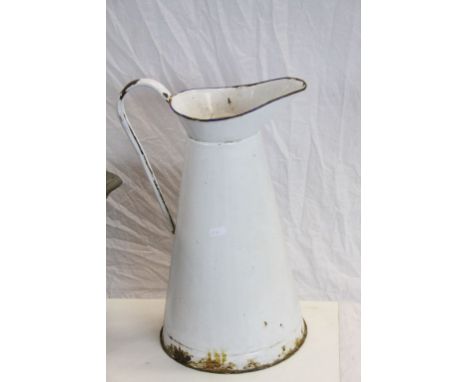 Small collection of vintage Copper &amp; Brass to include a Coal Scuttle plus a large Enamel water Jug approx 41.5cm tall