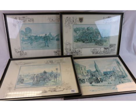 A Collection Of Four Framed And Glazed Prints Of The British Army In Northern Ireland By Ken Howard.