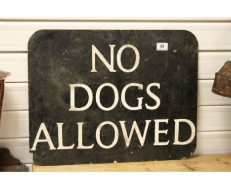 Vintage Enamel ' No Dogs Allowed ' Sign, 45cms x 59cms
