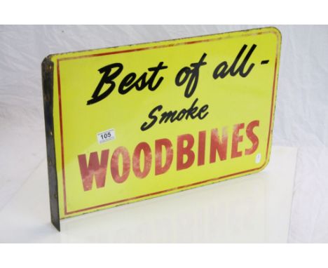Vintage Double sided Enamel Sign "Best of All Smoke Woodbines", with wall fixing, measures approx 53.5 x 35cm