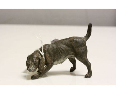 Cold Painted model of a Hunting type Dog, approx 9cm long