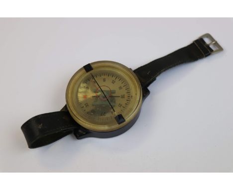 A WW2 German Luftwaffe Wrist Compass With Leather Strap, Markings To The Rear AK 39 FL 23235-1.