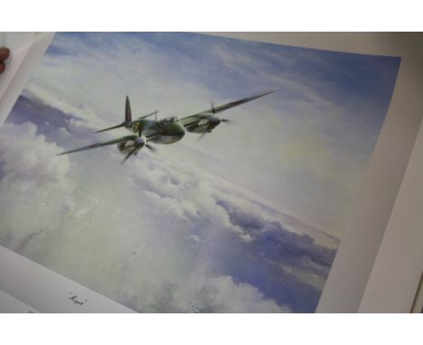 Two Prints Depicting Scenes Of The Royal Air Force To Include The "Mosquito" By Robert Taylor And Signed By Leonard Cheshire 
