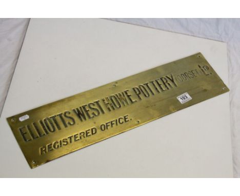 Vintage brass plaque for Elliots West pottery Dorset