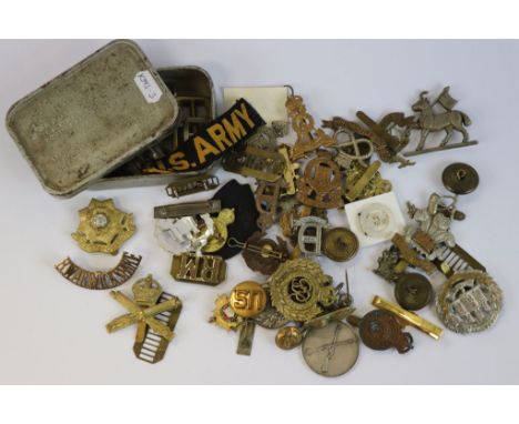 A Collection Of Military Regimental Badges And Buttons To Include World War One &amp; World War Two Examples, Regiments Inclu