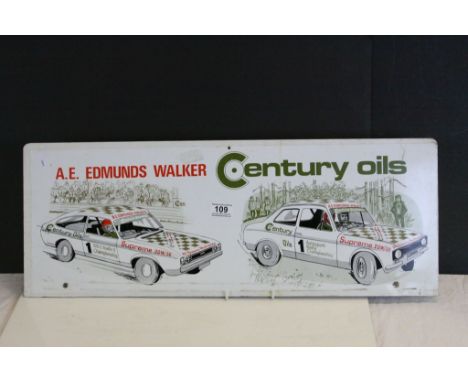 Vintage Aluminium Advertising Sign "A.E Edmunds Walker Century Oils", measures approx 71 x 26.5cm