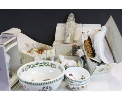 Eight Boxed Items of Lladro and Nao together with Three Portmeirion Botanic Garden Bowls