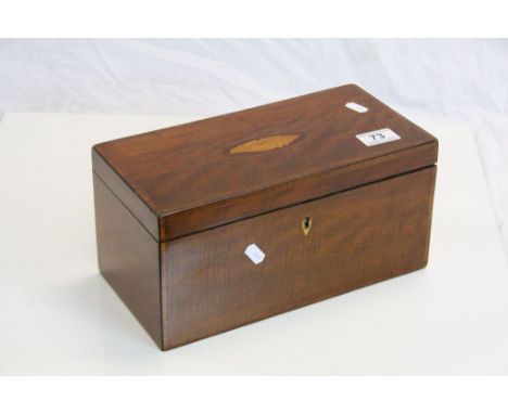 19th Century Marquetry inlaid Tea Caddy with lift out internal boxes and central Cut glass Mixing bowl, box approx 30.5 x 15.