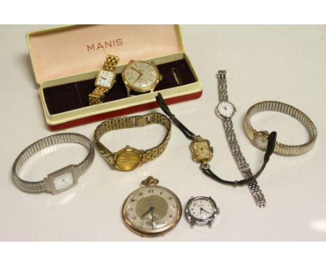 Small collection of vintage Watches to include Ladies 9ct Gold Rotary, Hallmarked Silver Rotary, Gold plated Berkley Pocket w