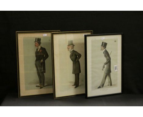 Three Framed and Glazed Vanity Fair Prints ' The Marquess of Bath ', ' Shipping ' and ' Frome '