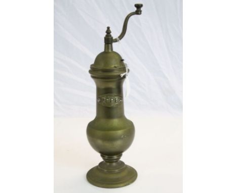 Italian Brass Pepper Grinder marked ' Pepe ', 33cms high