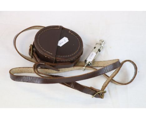 A World War Two 1943 Dated Compass And Leather Case By T.G.Co.Ltd London No.261917 Together With An A.R.P. Whistle By J Hudso