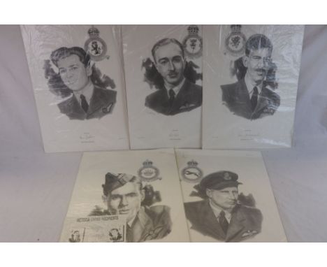 Five Limited Edition WWII RAF Prints Of Individuals Awarded The Victoria Cross All Signed To Include Group Captain Leonard Ch