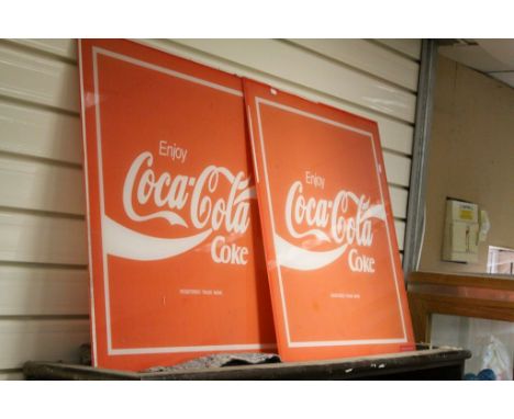 Pair of vintage Perspex "Coca Cola Advertising signs, each approx 71.5 x 71.5cm