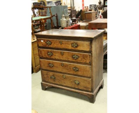 Georgian Oak Chest of Four Long Drawers raised on Bracket Feet, 103cms wide x 106cms high