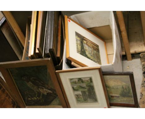 Approximately Twenty Four Pictures including Prints, Oils and Watercolours