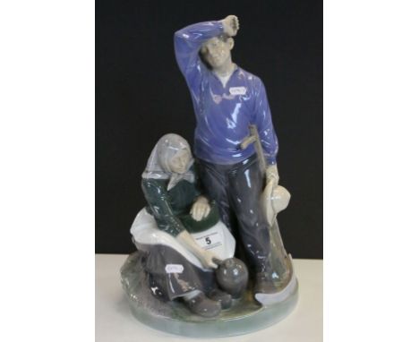 Large Royal Copenhagen ceramic Figural group of a Farmer &amp; Wife, numbered to base 1352 and stands approx 43cm
