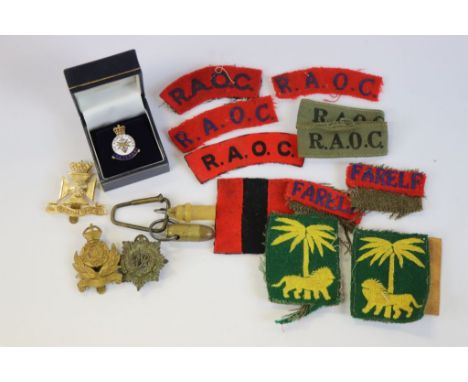 A Selection Of Regimental Military Badges To Include Royal Army Ordnance Corps, The Intelligence Corps &amp; The Wiltshire Re