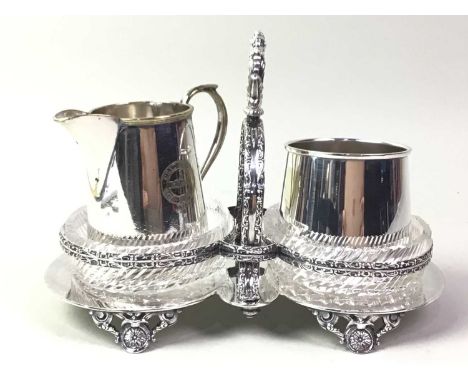 COLLECTION OF PLATED WARE AND CERAMICS, the plated ware including an entree dish, ladle, cruets and dishes, also ceramic plat