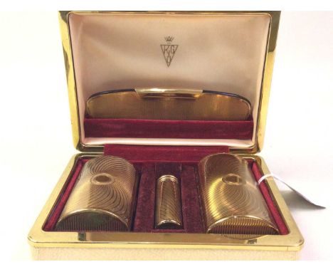 VINTAGE VANITY SET, ALONG WITH A JAPANESE CIGARETTE CASE AND CALIBIRI CHRONE CIGARETTE CASE/LIGHTER the vanity set comprising