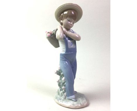 LLADRO FIGURE OF A FARMING BOY, ALONG WITH FOUR FURTHER FIGURES comprising two Nao and two furtherthe largest 40cmQty: 6