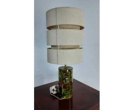 MID CENTURY FRENCH FRACTAL RESIN TABLE LAMP, ALONG WITH ANOTHER TABLE LAMP both with shadestallest 69cm highQty: 2