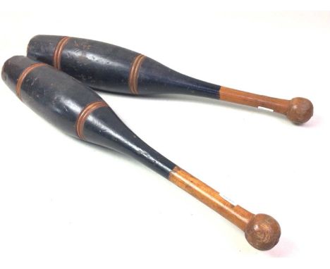 PAIR OF JUGGLING BATONS, of tapered form, along with a corkscrewbatons 46cm longQty: 3