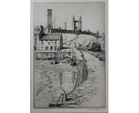 MALCOLM PATERSON, ST ANDREWS etching on paper, signedmounted, framed and under glass, together with a coloured etchingthe Pat
