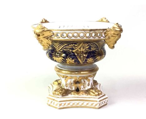 COLLECTION OF DERBY PORCELAIN, LATE 19TH / EARLY 20TH CENTURY comprising an inkwell, a footed vase and biscuit jar, each deco