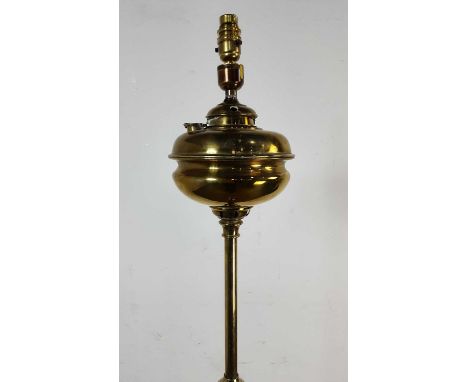 ART NOUVEAU CONVERTED OIL LAMP, STAMPED MESSENGERS adjustable, with tripod base174cm high