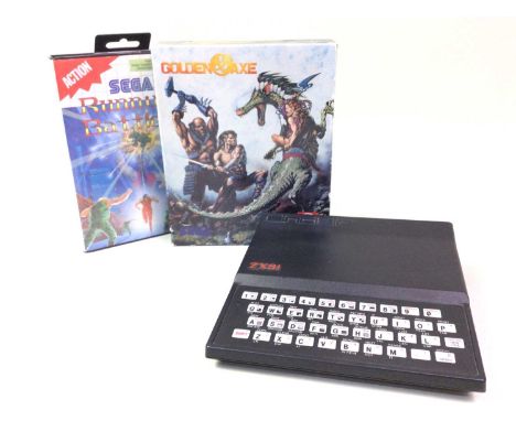 COLLECTION OF VINTAGE VIDEO GAMES CONSOLES, including a Sega Master System, a Sega Gamegear, a Sinclair ZX8I and a Nintendo 6
