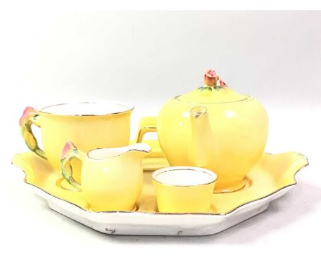 ROYAL WINTON BREAKFAST SET, in monochrome yellow with floral design to handles