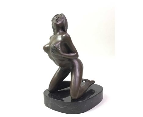 BRONZE FIGURE, AND TWO OTHER FIGURES, modelled as a nude female, signed Nino Oliviona, along with two other figures, one mode