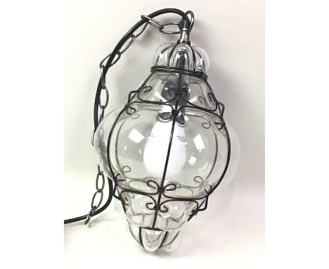 CEILING LIGHT / LANTERN, possibly Murano, caged32cm long (not including fixture)