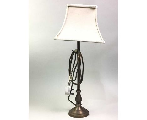 GROUP OF TABLE LAMPS, comprising three pairs and single lamp, all with shadesQty: 7
