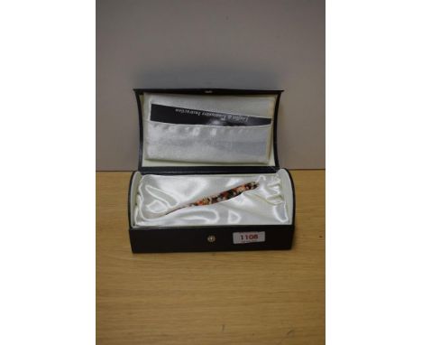 A boxed Conway Stewart 58 lever fill fountain pen 23/380 in Razor Shell with one wide and two narrow cap bands having Conway 