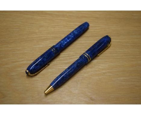 A  Conway Stewart Dinkie series cartridge converter fill fountain pen and Ballpoint pen  in Ocean Blue  No551/157 with two ca