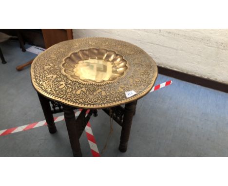  Sale Item:    BRASS TOP FOLDING TABLE   Vat Status:   No Vat   Buyers Premium:  This lot is subject to a Buyers Premium of 1