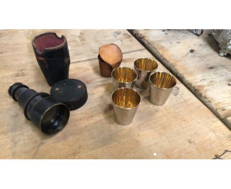  Sale Item:    DRINKING CUPS &amp; SMALL TELESCOPE (AF)  Vat Status:   No Vat   Buyers Premium:  This lot is subject to a Buy