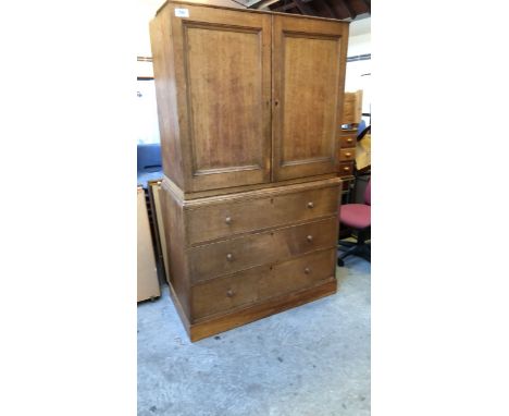  Sale Item:    HANGING CUPBOARD ON 3 DRAWER CHEST -A MARRIAGE  (AF)  Vat Status:   No Vat   Buyers Premium:  This lot is subj