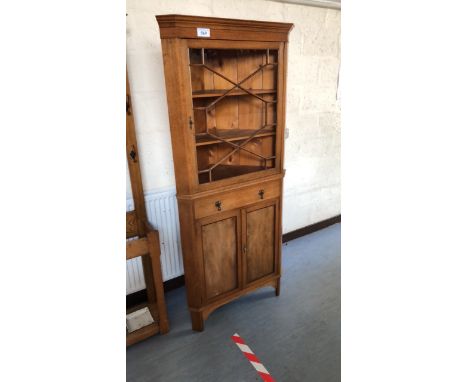  Sale Item:    OAK GLASS FRONTED CORNER UNIT   Vat Status:   No Vat   Buyers Premium:  This lot is subject to a Buyers Premiu