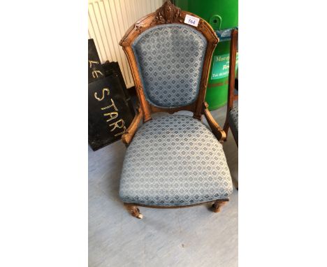  Sale Item:    UPHOLSTERED LOW CHAIR ON WHEELS (AF)  Vat Status:   No Vat   Buyers Premium:  This lot is subject to a Buyers 