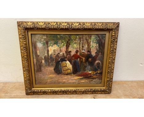  Sale Item:    OIL PAINTING MARKET SCENE BY J C PROWETT  Vat Status:   No Vat   Buyers Premium:  This lot is subject to a Buy