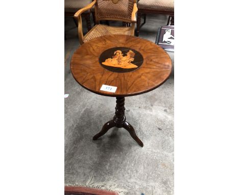  Sale Item:    SMALL INLAID ROUND TABLE (AF)   Vat Status:   No Vat   Buyers Premium:  This lot is subject to a Buyers Premiu