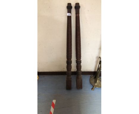  Sale Item:    PAIR 4 POSTER MAHOGANY PILLARS   Vat Status:   No Vat   Buyers Premium:  This lot is subject to a Buyers Premi