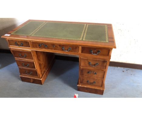  Sale Item:    REPRO LEATHER TOPPED WRITING DESK (AF)  Vat Status:   No Vat   Buyers Premium:  This lot is subject to a Buyer