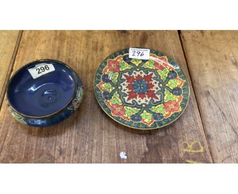  Sale Item:    DOULTON BLUE BOWL &amp; WALL PLATE   Vat Status:   No Vat   Buyers Premium:  This lot is subject to a Buyers P