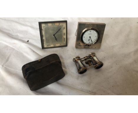  Sale Item:    BOX-OPERA GLASSES &amp; 2 CLOCKS (1 SILVER) (AF)  Vat Status:   No Vat   Buyers Premium:  This lot is subject 