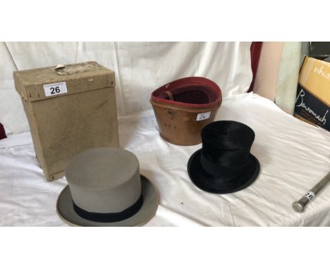  Sale Item:    2 TOP HATS- P THOMSON EDINBURGH &amp; A REED LONDON  Vat Status:   No Vat   Buyers Premium:  This lot is subje