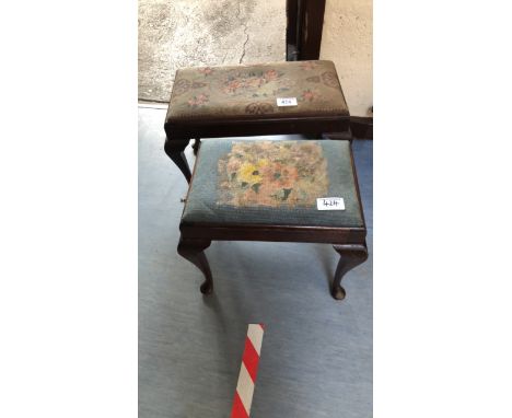  Sale Item:    2 TAPESTRY TOPPED STOOLS (AF)   Vat Status:   No Vat   Buyers Premium:  This lot is subject to a Buyers Premiu